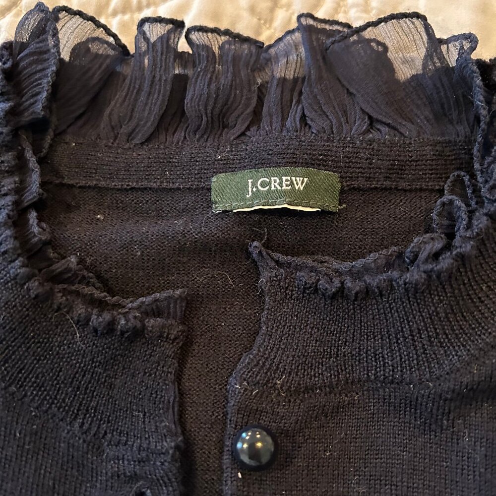 J.Crew merino wool Button Front Cardigan Size Small Navy - Picture 2 of 3